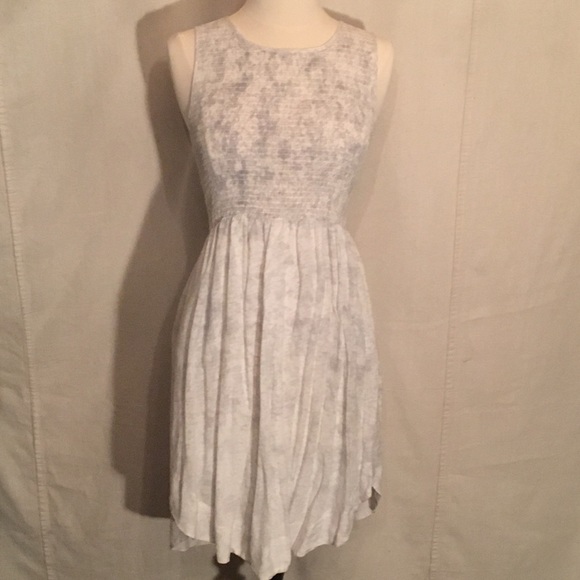 Maisie Dresses & Skirts - Maisie Smocked Gray/White Tank Lined Dress Size S